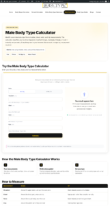 Male Body Type Calculator tool on bodytypescalculators.com – precise 2026 Body Type Calculator designed specifically for men’s physique