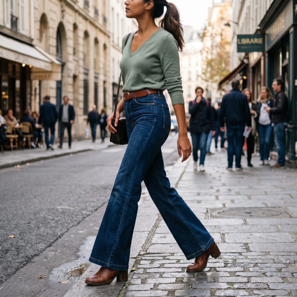 Flare jeans for inverted triangle body shape