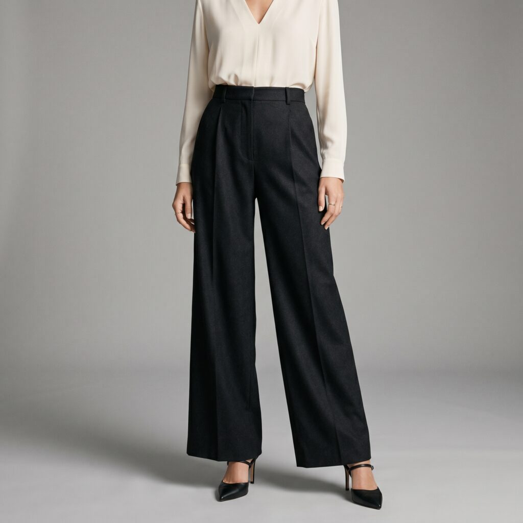 Wide-leg trousers for inverted triangle body shape