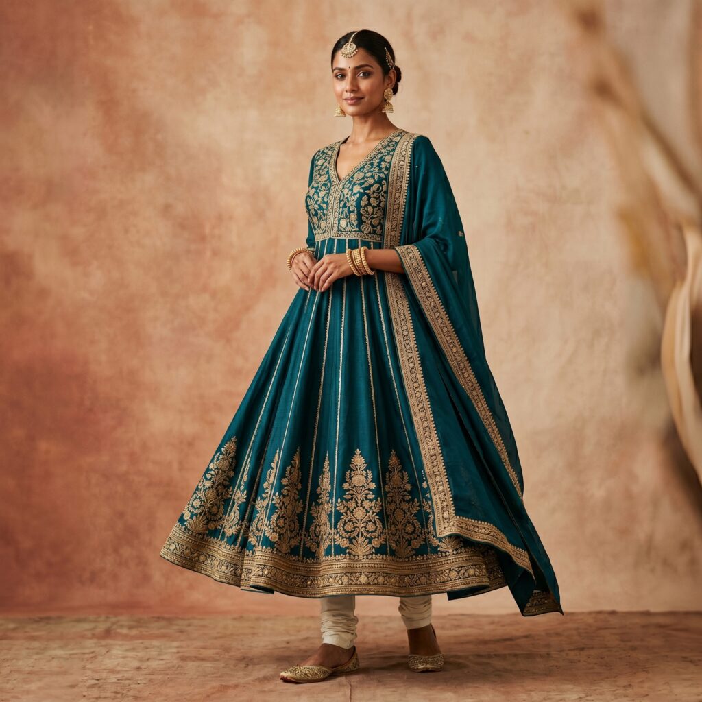 Anarkali suit for apple body shape Indian women